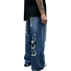 Jean Baggy Wide Leg BETH Mid Waist Jet Black Ripped - (copia)