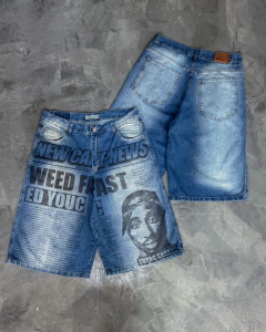 Bermuda Jort Baggy Tupac Azul - KITCH TECH