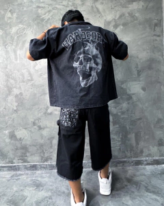 Camisa Jean Negra Boxy Hardcore - KITCH TECH