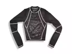 Top Microtul Negra Costura Blanca