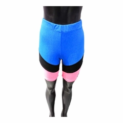 Biker Triple Color Azul Rosa Negro Elastizada - comprar online