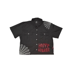 Camisa Crop Aracnida Negra Estilo Corto