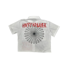 Camisa Crop Aracnida Blanca Estilo Corto - comprar online