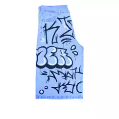 Bermuda Jean Intervenido Graffiti Hip Hop Baggy Celeste en internet