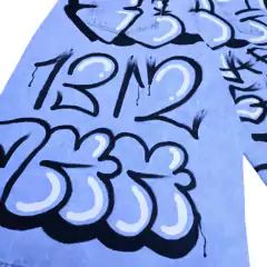 Imagen de Bermuda Jean Intervenido Graffiti Hip Hop Baggy Celeste