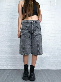 Bermuda Short Jort 3/4 Estrella Ripped Washed Skadi - KITCH TECH