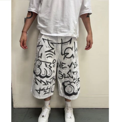 Bermuda Jean Intervenido Graffiti Hip Hop Baggy Blanca en internet