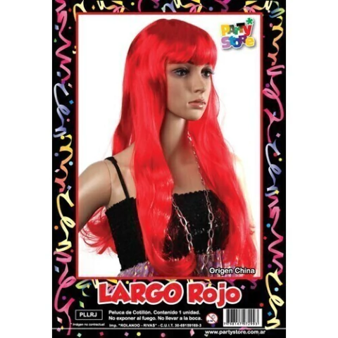 Peluca Rojo Largo Disfraz Cosplay