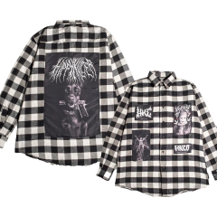 Camisa Leñadora Parches Blanco y Negro