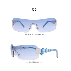 Anteojos de Sol Curvos Diamantes Oversize Y2K B002 - comprar online