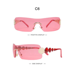 Anteojos de Sol Curvos Diamantes Oversize Y2K B002 en internet