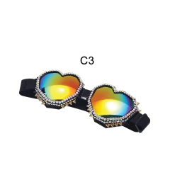 Anteojos de sol Antiparras corazón steampunk Y2k con tachas y strass 275 - comprar online