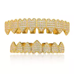 Parrilla Para Dientes Grillz Strass Oro Corazones Trap