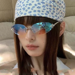 Anteojos de Sol Futuristas Y2k Punk sin Montura Vintage Estrella Retro curvo - comprar online