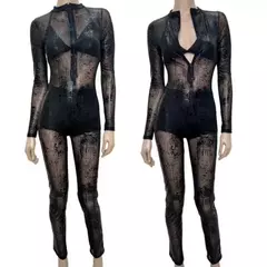 Mono Entero Tul Catsuit Negro Con Cierre - comprar online