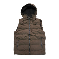 Chaleco Puffer Capucha Inflable Marrón