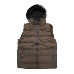Chaleco Puffer Capucha Inflable Marrón