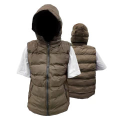 Chaleco Puffer Capucha Inflable Marrón en internet