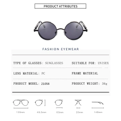 Anteojos de sol Redondo Metalico Gotico Steampunk Vintage - KITCH TECH