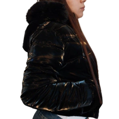 Campera Puffer Croptop Brillosa - tienda online