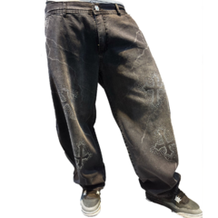 Pantalón Jean Baggy Rayos y Cruces Strass - KITCH TECH