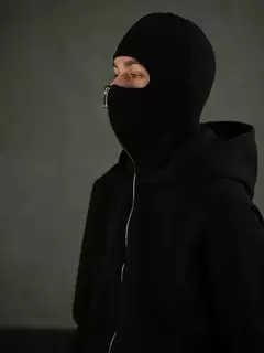 Buzo Hoodie Zip Code Balaclava Full Grey - KITCH TECH