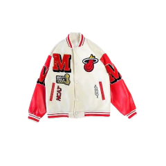 Campera Campeonato Varsity Universitaria Miami Heat Blanca Hueso