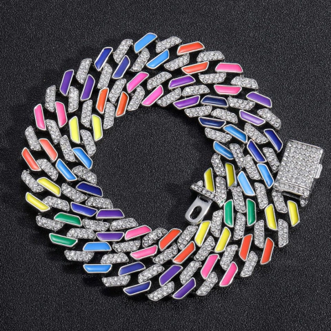 Cadena Cubana Piedra Strass Dorada Plateada Hip Hop Trap 55 - 24 Inch