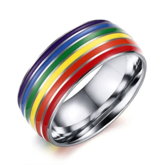 Anillo Alianza Bandera Orgullo Lgbtq Gay Pride Acero Inoxidab