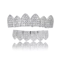 Parrilla para Dientes Grillz "Silver Ice" Baño Oro 14k