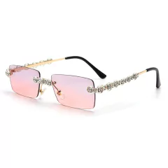 Anteojos de sol Trap Hip-Hop Strass Diamante Rectangular Sin Marco A003 - KITCH TECH