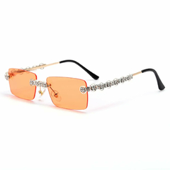 Anteojos de sol Trap Hip-Hop Strass Diamante Rectangular Sin Marco A003 - tienda online