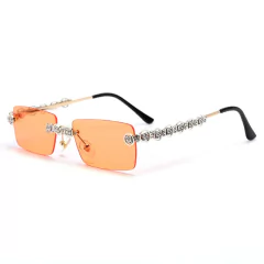 Anteojos de sol Trap Hip-Hop Strass Diamante Rectangular Sin Marco A003 - tienda online