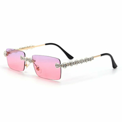 Imagen de Anteojos de sol Trap Hip-Hop Strass Diamante Rectangular Sin Marco A003