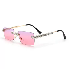 Imagen de Anteojos de sol Trap Hip-Hop Strass Diamante Rectangular Sin Marco A003