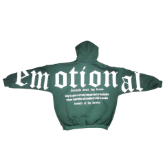 Buzo Hoodie Emotional Verde Blanco en internet