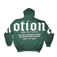 Buzo Hoodie Emotional Verde Blanco