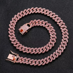 Cadena Cubana Piedra Strass Rose Gold Hip Hop Trap 61 15mm - 18 Inch