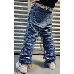 Pantalon Jean Ripped Skinny Chupin Chieno Azul/blanco
