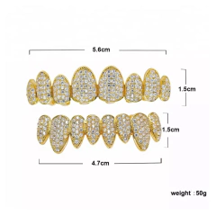 Parrilla Dientes Grillz Rosado Baño Oro Blanco 14KL Diamante full Zircon 8x8 - comprar online
