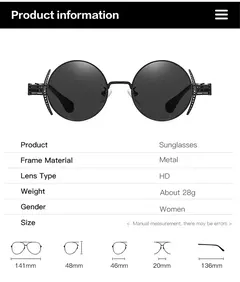 Anteojos de Sol Redondos Steampunk Retro Metalicos - comprar online