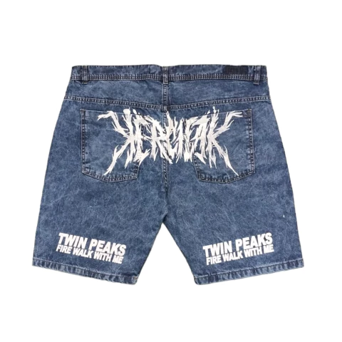 Bermuda Short Estampado Negro Volsano Azul