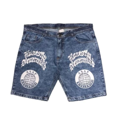 Bermuda Short Estampado Negro Volsano Azul - comprar online