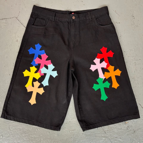 Bermuda 3/4 Jorts Full Black Cruces Chrome 2 - comprar online