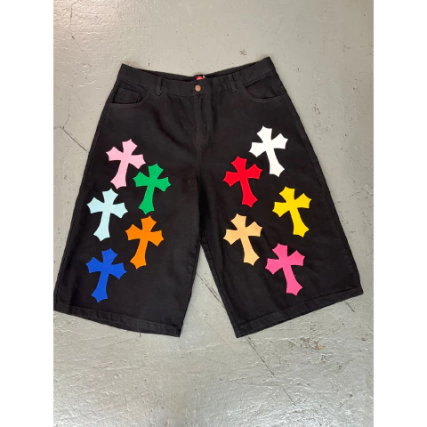 Bermuda 3/4 Jorts Full Black Cruces Chrome 1