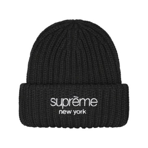 SUPREME CLASSIC LOGO CHUNKY RIBBED BEANIE - BLACK - U$D 150
