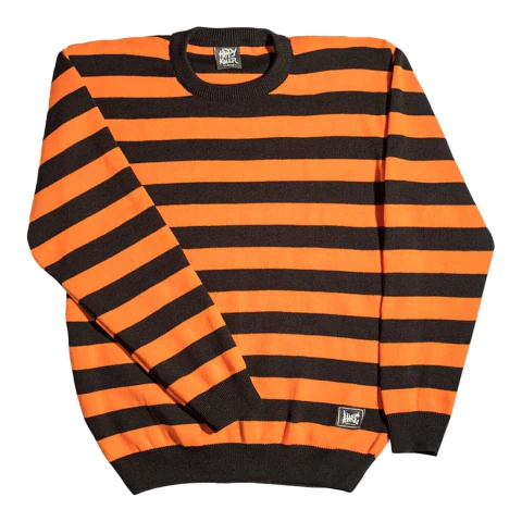 Buzo Sweater Rayado Naranja Negro Unisex