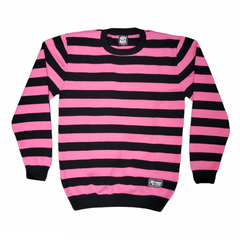 Buzo Sweater Rayado Rosa Negro Unisex