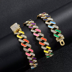 Cadena Cubana Piedra Strass Dorada Plateada Hip Hop Trap 55 - 18 Inch