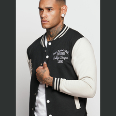 Campera universitaria con rib b&w - comprar online